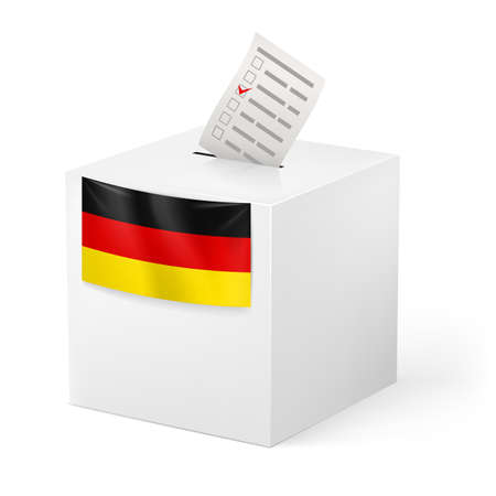 Election in Germany: ballot box with voicing paper isolated on white background.のイラスト素材