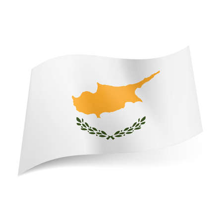 National flag of Cyprus  island image in orange with two olive branches under it のイラスト素材