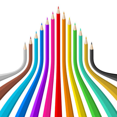 Set of crayons in abstract shape. Illustration on white background.のイラスト素材