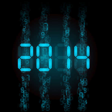 New Year 2014: blue digital numerals on black.のイラスト素材