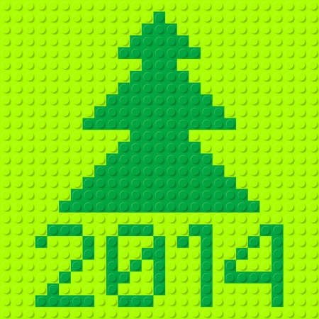 New Year tree and 2014 in plastic construction kit texture.のイラスト素材