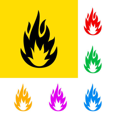 Warning sign of highly flammable with color variations. のイラスト素材
