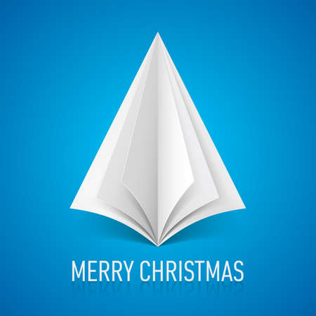 Abstract white paper Christmas tree on blue background.のイラスト素材