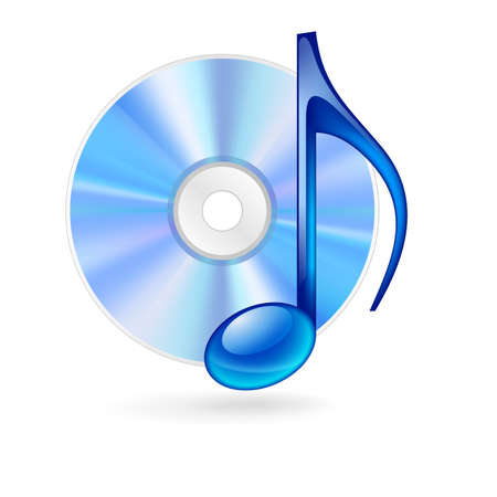 CD disc and blue musical note as music icon.のイラスト素材