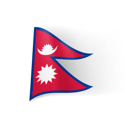 National flag of Nepal: blue bordered red field with white star and crescent moon のイラスト素材