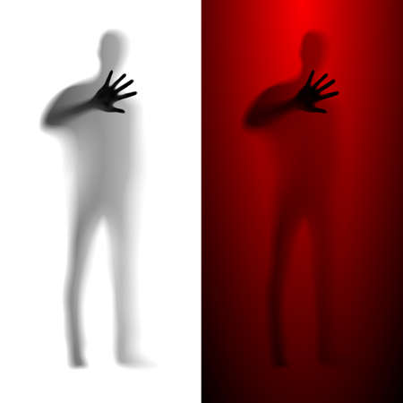 Blur male silhouette asking for help. White and red variations.のイラスト素材