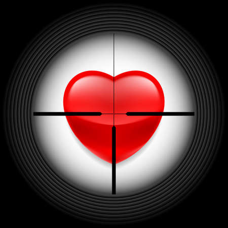 Rifle sight with a red glass heart as a targetのイラスト素材