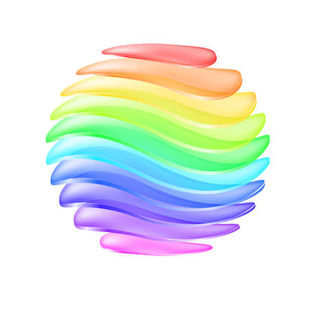 Abstract sphere made of colorful curved layers. Illustration on white backgroundのイラスト素材