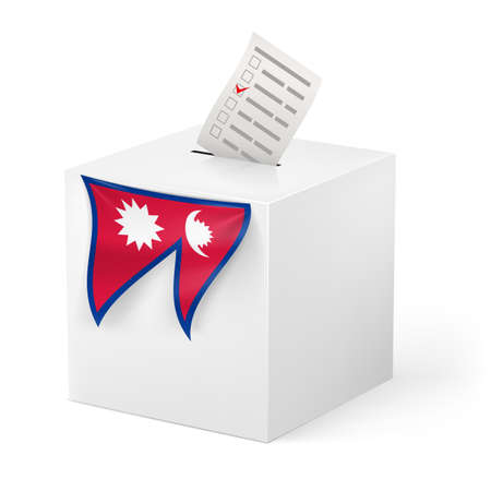 Election in Nepal: ballot box with voicing paper isolated on white backgroundのイラスト素材