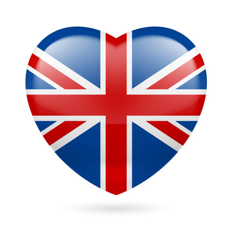Heart with United Kingdom flag colorsのイラスト素材