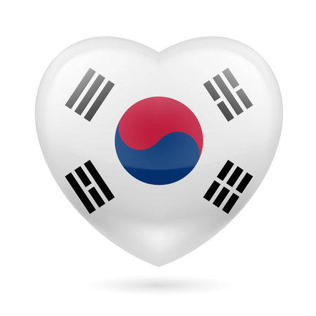 Heart with South Korea flag colorsのイラスト素材