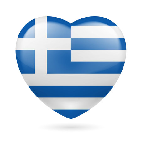 Heart with Greek flag colorsのイラスト素材