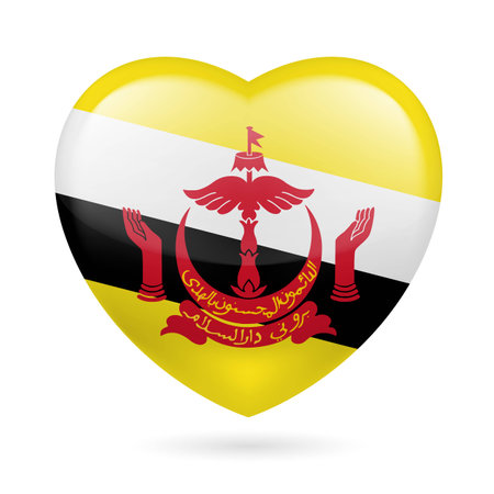 I love Brunei. Heart with flag design のイラスト素材