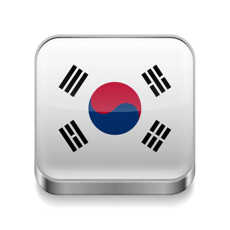 Metal square icon with South Korean flag colors のイラスト素材