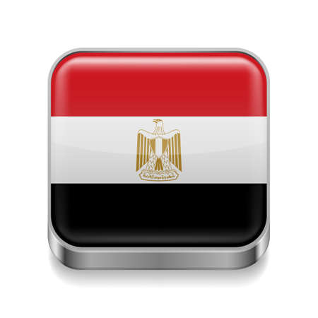 Metal square icon with Egyptian flag colors のイラスト素材