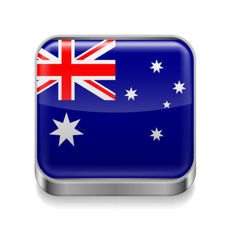 Metal square icon with Australian flag colors のイラスト素材