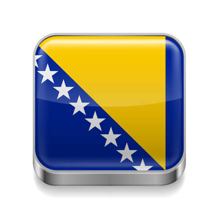 Metal square icon with flag colors of Bosnia and Herzegovina のイラスト素材