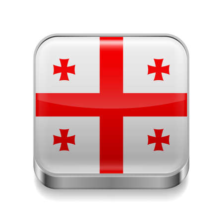 Metal square icon with Georgia flag colorsのイラスト素材