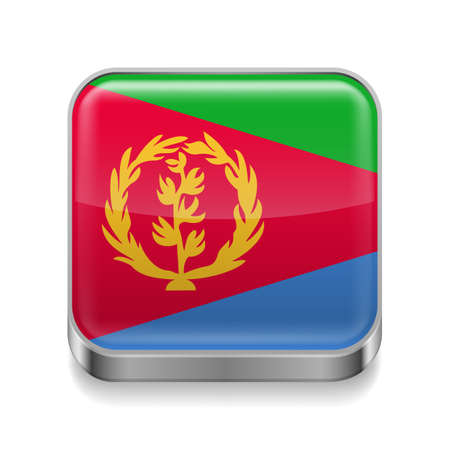 Metal square icon with Eritrean flag colorsのイラスト素材