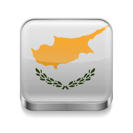 Metal square icon with Cypriot flag colorsのイラスト素材