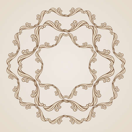 Illustration of decorative floral element in light and dark brown colorsのイラスト素材