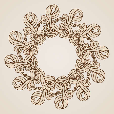 Design element in floral  style. Illustration in light and dark brown colorsのイラスト素材