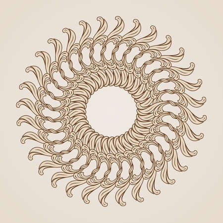 Decorative floral element in light and dark brown colorsのイラスト素材