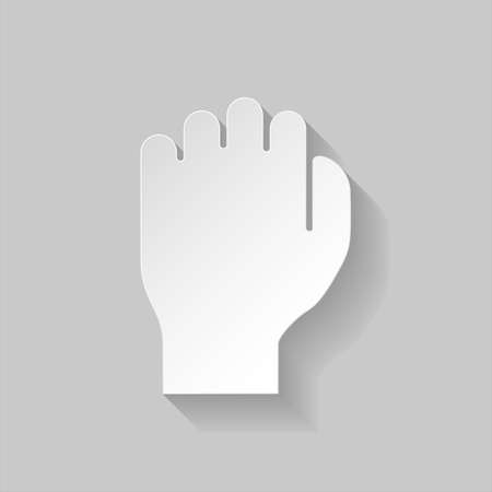 Human fist in paper style on grey backgroundのイラスト素材
