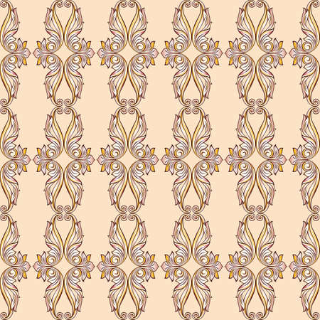 Seamless pattern with ornate flowers in 	pastel shade