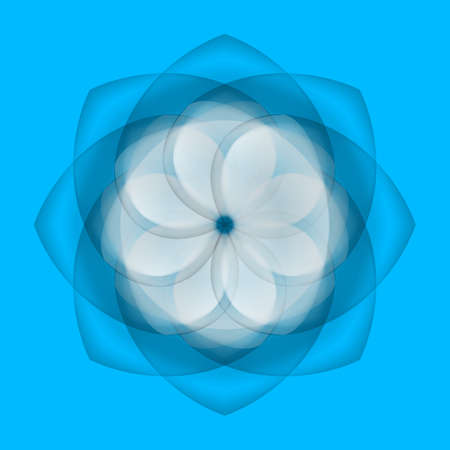 Illustration of abstract white flower with transparent elements over blueのイラスト素材