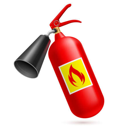 Red fire-extinguisher isolated on white background. Fire safetyのイラスト素材
