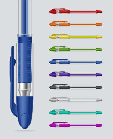 Set of colorful gel pens isolated on white backgroundのイラスト素材