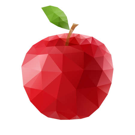 Abstract red polygonal apple on white backgroundのイラスト素材
