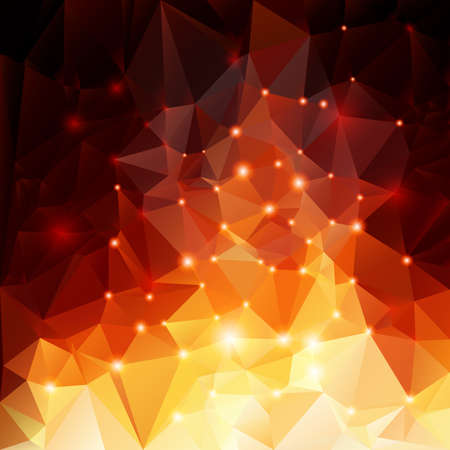 Abstract polygonal background in orange shades with sparksのイラスト素材