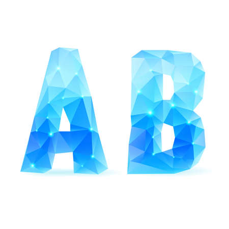Shiny blue polygonal font. Crystal style lettersのイラスト素材