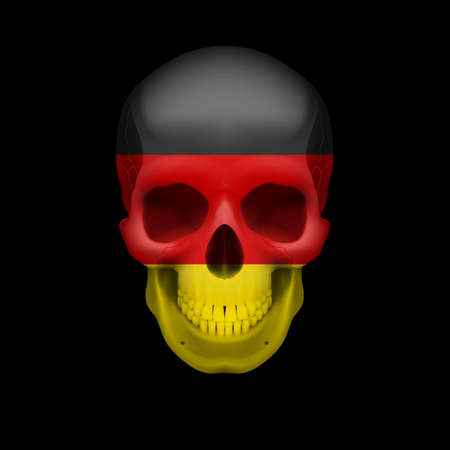 Human skull with flag of Germany. Threat to national security, war or dying outのイラスト素材