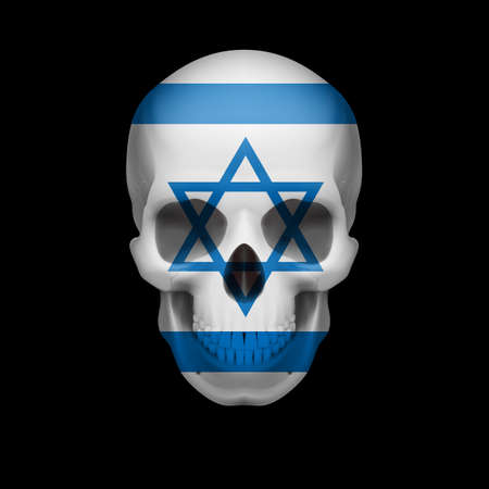 Human skull with flag of Israel. Threat to national security, war or dying outのイラスト素材