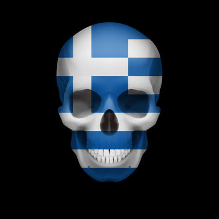 Human skull with flag of Greece. Threat to national security, war or dying outのイラスト素材