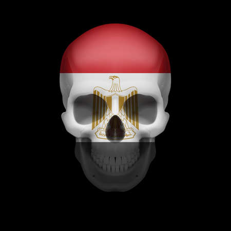 Human skull with flag of Egypt. Threat to national security, war or dying outのイラスト素材