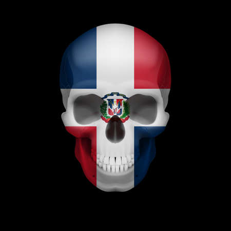 Human skull with flag of Dominican Republic. Threat to national security, war or dying outのイラスト素材