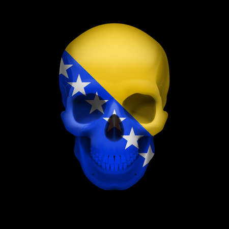 Human skull with flag of Bosnia and Herzegovina. Threat to national security, war or dying outのイラスト素材