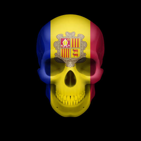 Human skull with flag of Andorra. Threat to national security, war or dying outのイラスト素材