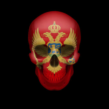 Human skull with flag of Montenegro. Threat to national security, war or dying outのイラスト素材