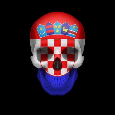Human skull with flag of Croatia. Threat to national security, war or dying outのイラスト素材