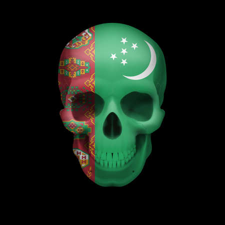 Human skull with flag of Turkmenistan. Threat to national security, war or dying outのイラスト素材