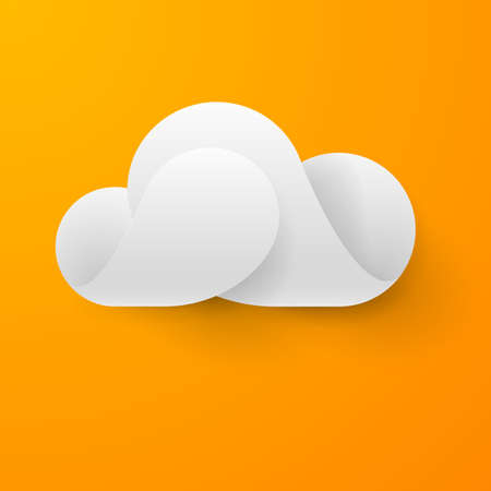 Abstract white cloud made of curved elements on orange background. Cloud computingのイラスト素材
