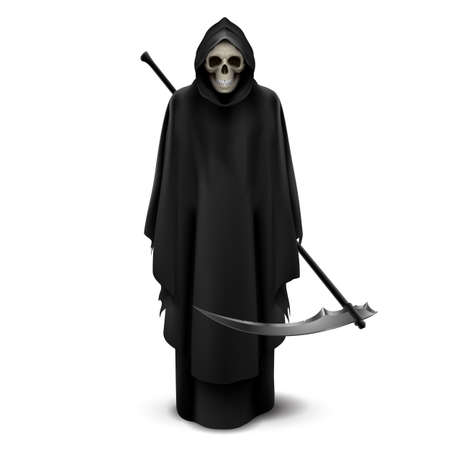 Angel of death with a scythe in his hands on white background.のイラスト素材