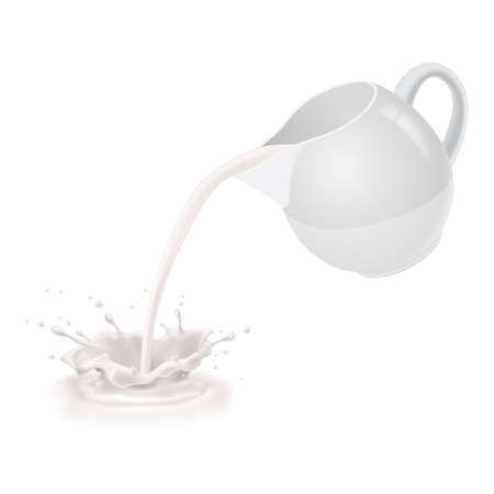 Milk being poured from a white jug.のイラスト素材