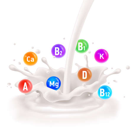 Different nutrients and microelements as part of fresh milk.のイラスト素材