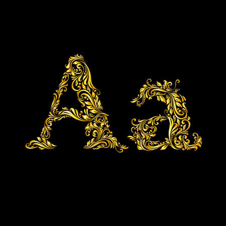 The patterned letter A on the black background.のイラスト素材
